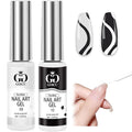 Black and White Gel Nail Polish Art Liner – 2 Colors Gel Nail Polish White Black Liner for Nail Art Design French Tips Soak Off UV/LED 8ml (B6)