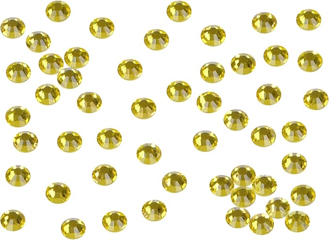 2880PCS Art Nail Rhinestones Non Hotfix Glue Fix Round Crystals Glass Flatback for DIY Jewelry Making with one Picking Pen (ss10 2880pcs, Citrine)