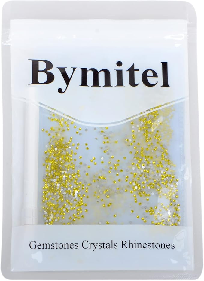 2880PCS Art Nail Rhinestones Non Hotfix Glue Fix Round Crystals Glass Flatback for DIY Jewelry Making with one Picking Pen (ss3 2880pcs, Citrine)