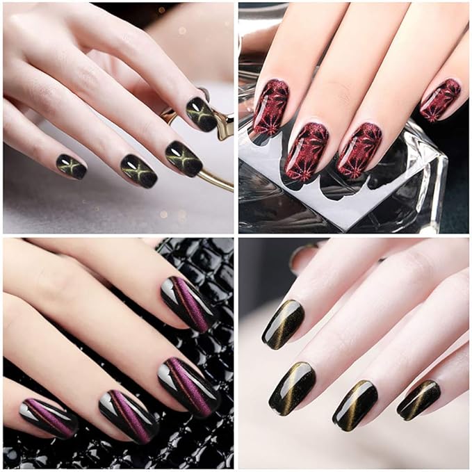 WOKOTO 6Pcs Dual-Ended Nail Magnet Pen For Gel Nail Polish 3D Cat Eye Painting Flower Nail Art Magnetic Stick Manicure DIY Tools