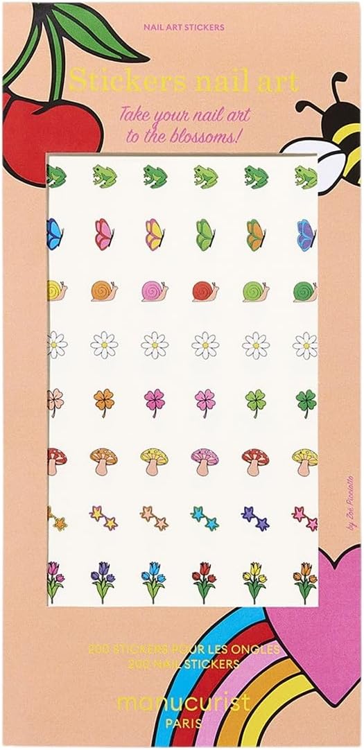 Manucurist Nail Art Stickers Summer - 3 Sheets Self-Adhesive Nail Decals for Salon-Quality Manicures - Nail stickers for Nail Art - Easy & Quick DIY Application -Colorful Summer Fruit & Flower Designs
