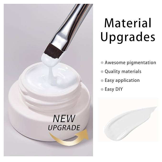 Gel Paint For Nails Art, Paint Nail Gel For French Tip Tool Design For Home Salon DIY Gel Nail Art (Snow White, M)