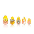 LOVFUL Press on Nails Honey Bee Yellow | Handmade with Full Covered Crystals | Reusable Fake Nails | Almond Regular 1.0 in | H101-M