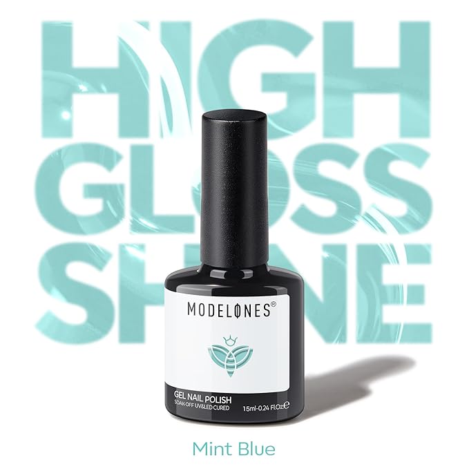 modelones Mint Blue Gel Nail Polish Baby Blue Gel Polish Jade Nail Poish Soak Off Pastel U V Nail Design Salon Nail DIY Manicure 15 ML