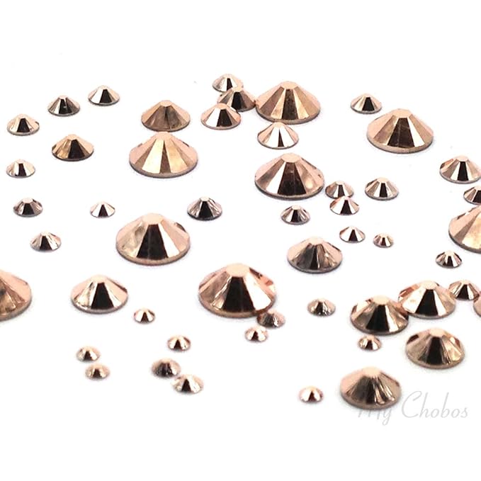Crystal Rose Gold (001 ROGL) 144 pcs Austrian 2058/2088 Crystal Flatbacks rhinestones nail art mixed with Sizes ss5, ss7, ss9, ss12, ss16, ss20, ss30