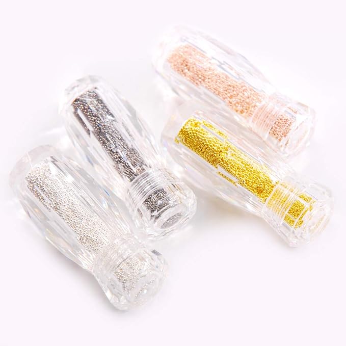 0.8MM and 1.0MM Metallic Caviar Nail Beads The Shape Of Round For Nail Art Decoration 3D Metal Nail Ball Set Of 8
