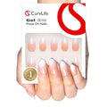 CurvLife Soft Gel Press-On Nails Gel French Tip False Nails with French Almond Design Full Cover Reusable Nail Kit for Women, 15 Pieces, Pink-White-Gradient, Round Shape