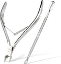 Makartt Cuticle Trimmer with Cuticle Pusher - Stainless Steel Cuticle Nipper with Dual Spring, Ergonomic Handle, 7mm Blade & Dual-Ended Pusher for Nail Care & Gel Removal, Silver