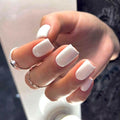 Modelones Pure White Press on Nails for Women, Short Square Fake Nails, Reusable Nail Kit with Nail Glue Adhesive Tabs Mini Nail File, Spring Nails Press Ons 32Pcs16 Sizes, Women Girl Gift