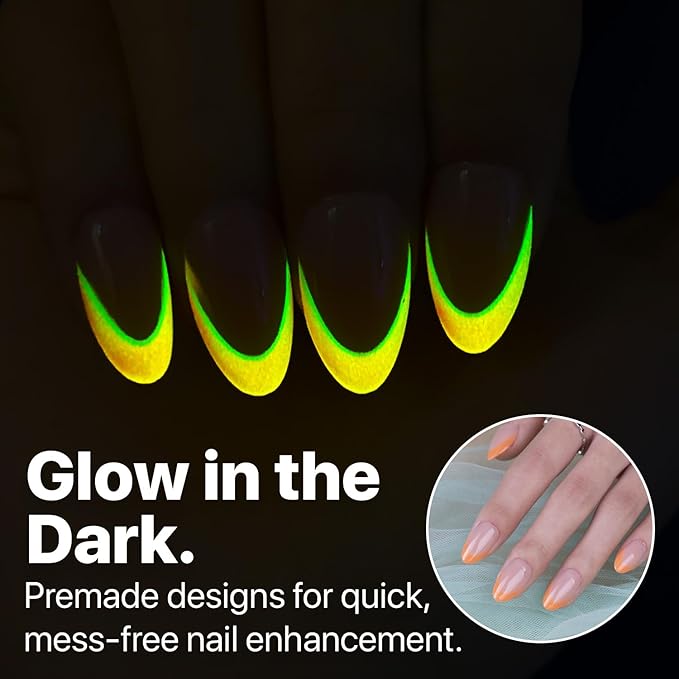 SXC Cosmetics X-Pro Tips French Tip Press On Nails - Bright Pastel Glow in the Dark Series (GLOW114KIT-S Almond)