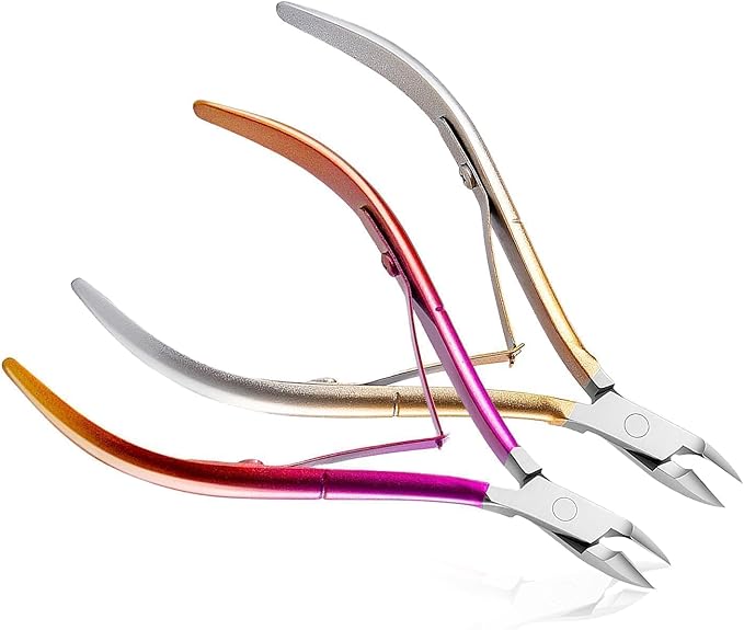 Cuticle Nipper, Polished Coated Durable Trimmer, Nail Clipper with Fine Edge, Comfort Grip Cuticle Cutter and Remover Tool Kit for Nail Care (Yellow+Rose-2 PACK)