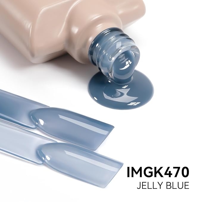 MAYCHAO 15ML Jelly Blue Nail Polish 1Pc Transparent Navy Blue Gel Polish Soak Off UV LED Translucent Nail Polish Nail Art Starter Manicure Salon DIY at Home, 0.5 OZ