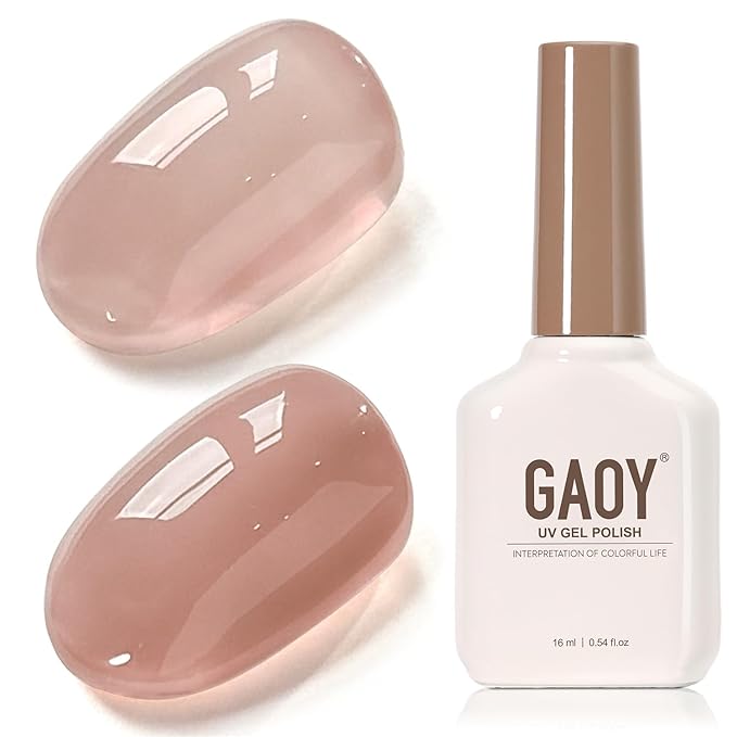 GAOY Jelly Nude Gel Nail Polish, 16ml Sheer French Base Soak Off Gel Polish, UV Light Cure for Nail Art DIY at Home, 4376 True Nude