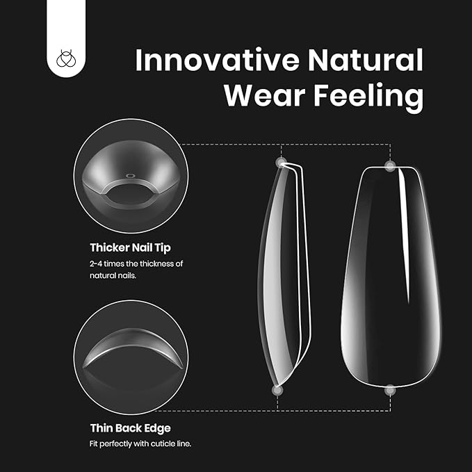 Beetles Gel Nail Kit Easy Extension Set With 500Pcs Medium Coffin Shaped Tips 5 in 1 Nail Glue Base Gel and Innovative Led Lamp Easy Funny Diy False Tips Art at Home Day Gifts for Her