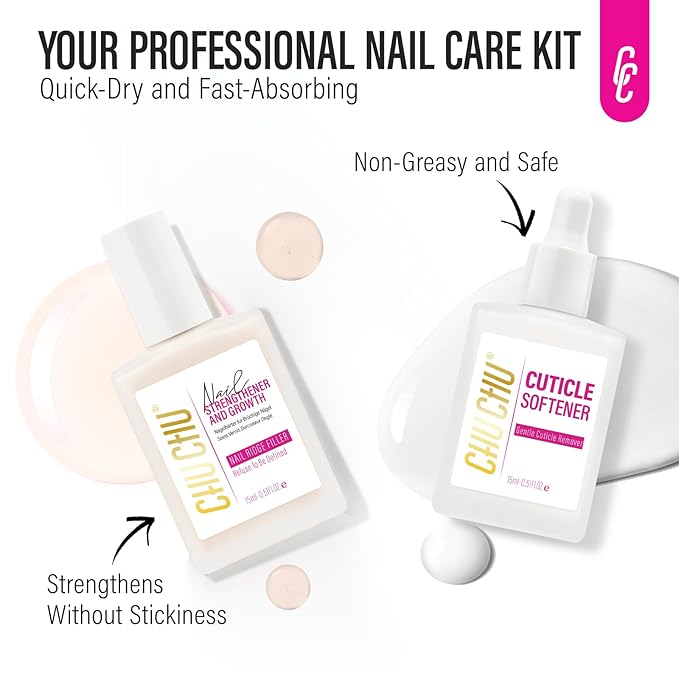CHUCHU Nail Repair and Cuticle Softener: Milky White 2pcs 15ml Protein Keratin Strengthener for Weak Ridges Discolored Nails Women Clean Natural Look