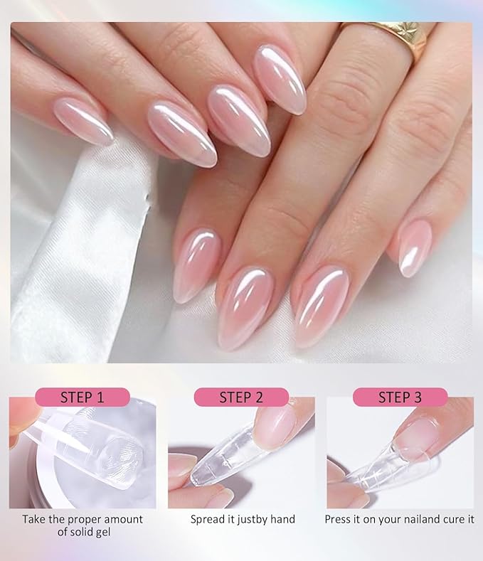 Solid Builder Nail Gel BISHENGYF: 30g Nail Builder Gel for 3D Sculpting Non-Sticky Hard Gels with Gold Silver White Pink Chrome Powder for Art Carving Modeling and Extension