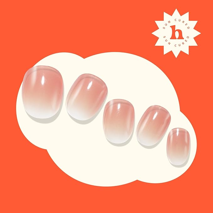 Heyhae Semi Cured Gel Nail Strips | No LED Lamp Needed | Ombre, Pink, Spring | Easy Apply & Remove, Salon Quality | Includes 28 Strips, 1 Prep Pads, Nail File & Wooden stick - Hey, You Off Today?