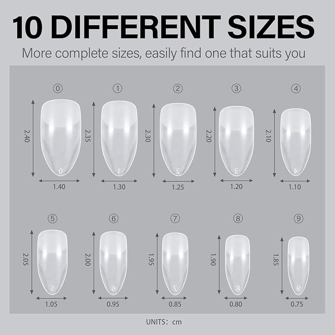 AILLSA Stiletto Nail Tips - Upgraded Matte Gel Nails Tips, Pre-filed Soft Full Cover Gelly Tips 240Pcs Pre-shaped Acrylic Clear Fake Press On Nail Tip for Soak Off Nail Extension 10 Sizes