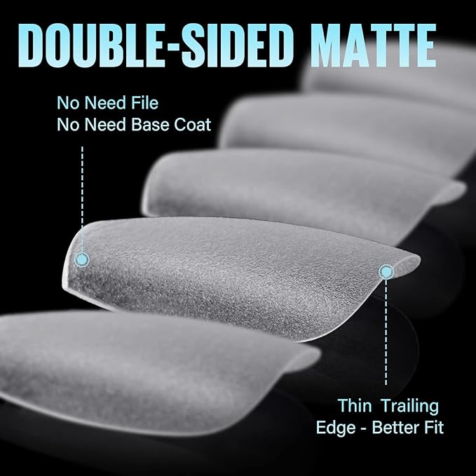 TOMICCA Short Coffin Nail Tips, 15 Sizes Full Cover Double Sided Matte Gel Nails, 240Pcs Acrylic Soft Pre Shaped Nail Tips Set for Nails Professional