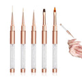BRBASAP 5Pcs Gel Nail Brush Set Gel Nail Art Brushes with Cap Rose Gold Rhinestone Handle Liner Brush for Acrylic Hard Nails and Young Nails Professional Nail Polish Design Set for Salon DIY