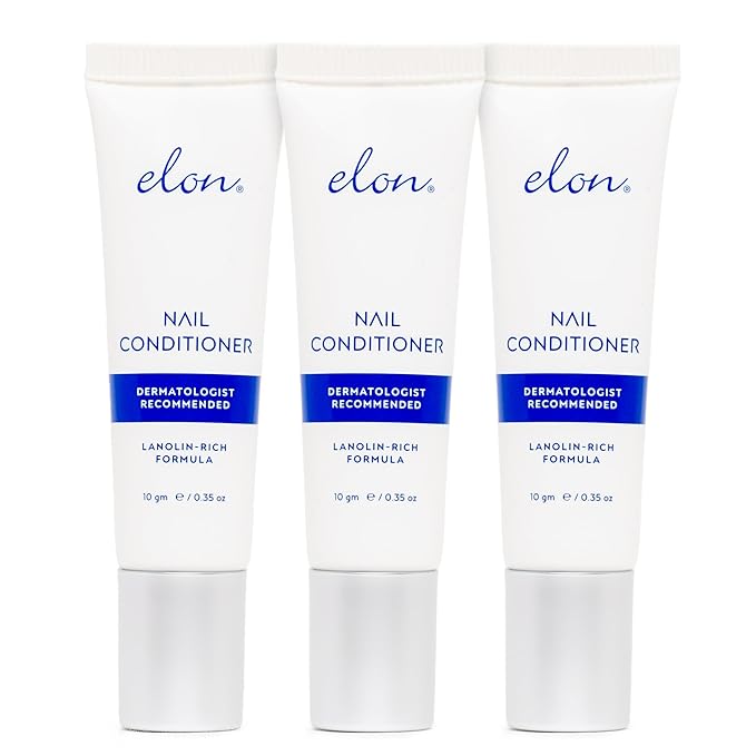 Elon Lanolin-Rich Nail Conditioner – Strengthens Nails, Protects Cuticles, Dermatologist-Recommended for Brittle & Damaged Nails (10g tube, 3 Pack)