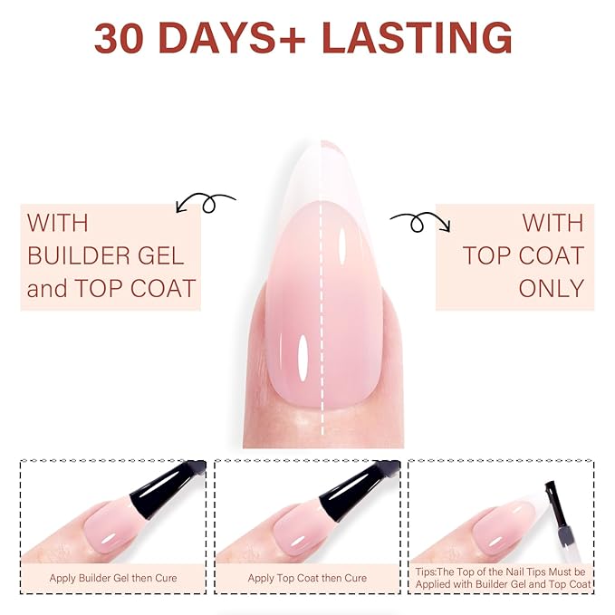 AILLSA French Gel Nail Tips,180 Pcs Pink Medium Almond French Tip Press On Nails, Pre-Applied Primer & Base Coat, No Need File, Almond Fake Nails Press ons with Designs 15 Sizes