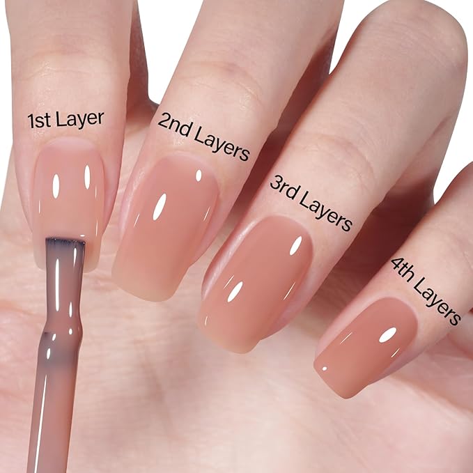 AILLSA Nude Gel Nail Polish Warm Lips Jelly Gel Polish Neutral Sheer Translucent Light Gel Polish Long Lasting Nude Pink Color Soak Off U V Gel for French Manicure Nail Art at Home 0.51 Oz