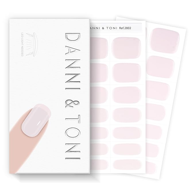 DANNI & TONI Semi Cured Gel Nail Strips Light Pink Gel Nail Wraps Gift for Woman |Misty Pearl