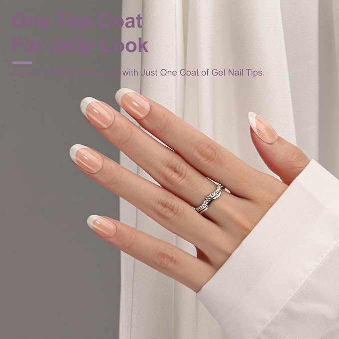 Gel French Tip Nails Short Almond French Tip Press on Nails SXVME White French Nail Tips 300Pcs Pre-applied Tip Primer Natural Nude Fake Nails Extensions Gel Nail Kit for Women Girls DIY