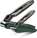 Nail Clippers with Catcher, 2-Pack Slanted & Curved Nail Clippers for Ingrown Toenails and Fingernails, Anti-Splash Nail Cutter for Men, Women, Seniors, Heavy-Duty Finger Nail Clippers Adult