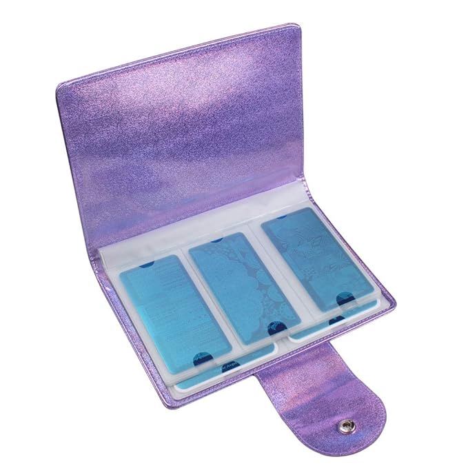 50 Slots Image Stamper Plate Collection Nail Art Stamp Plate Stamping Plates Cases Stamp Nail Template Organzier for 6.0x12.0cm and 9.5X14.5CM Nail Art Plates (Purple)
