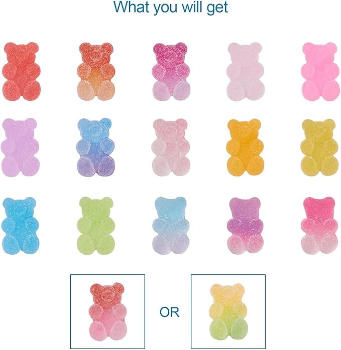 FASHEWELRY 160Pcs Resin Gummy Bear Charms Resin Bear Charms for DIY Nail Art Phone Case Decoration