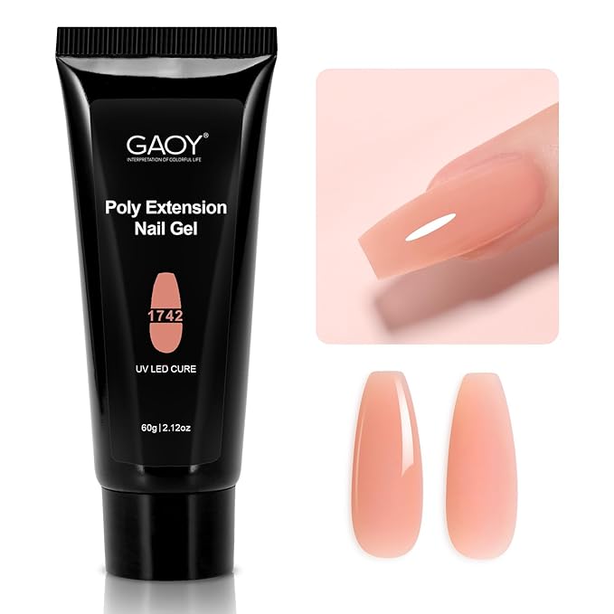 GAOY Poly Gel, 60g Nail Extension Gel, Tea Rose Builder Enhancement for Beginner & Professional Nail Art Salon DIY at Home
