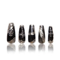 LOVFUL Press on Nails THE EDGE | Handmade with Full Covered Crystals | Reusable Full Cover Nails | Coffin Classic Regular 1.3 in | H283-S