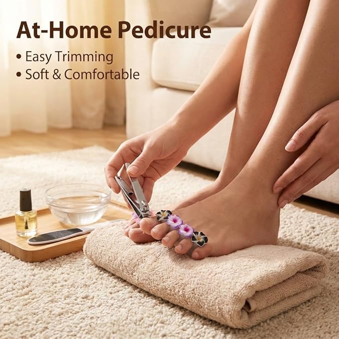 32 Pcs Toe Separators Pedicure Spacers – Flower Nail Polish Dividers, Silicone Toe Stretcher, Reusable Feet Care Tools Toes Protectors for Women Home Salon (Bulk Kit)