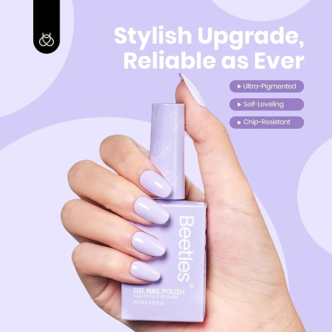 Beetles Lilac Purple Gel Polish - 1Pcs 15ml Lavender Violet Mauve Pale purple spring Gel Polish High Gloss UV Led Soak Off Nail Polish Nail Art Manicure Salon Periwinkle Color Nails