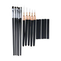 10 Pcs Nail Art Liner Brushes & Painting Art Design Pen Set, Diamond Application Rhinestone Handle, Line Dotting Drawing Sizes 7 9 11 20 25mm, Black