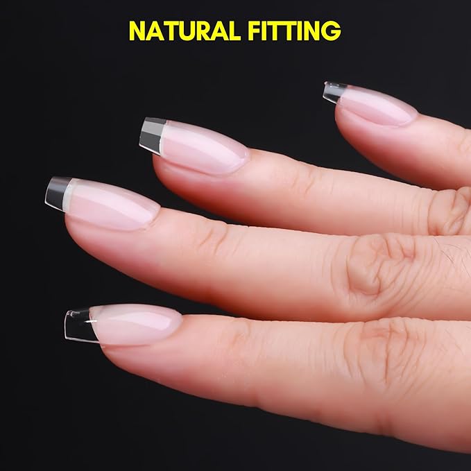 Makartt Coffin Fake Nail Tips: Medium-Short Full Cover Pre-shape Gel Nail Tips Half Matte Soft Clear Acrylic False Nails, 12 Sizes Press on Nail Extension DIY Salon Home Gifts for Women 120pcs