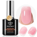 modelones Builder Nail Gel, Sheer Pink Builder for Nails No Top Coat Needed, Glossy Jelly Finish Light Pink, C-Curve Sculpting, No-Wipe, 9-in-One LED Lamp Cured Color Rubber Base Gel Polish
