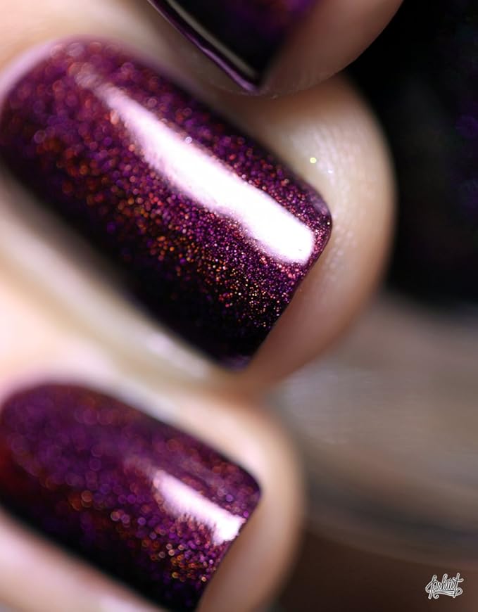 ILNP Black Orchid - Deep Burgundy Holographic Nail Polish, Chip Resistant, Non-Toxic, Vegan, Cruelty Free, 12ml