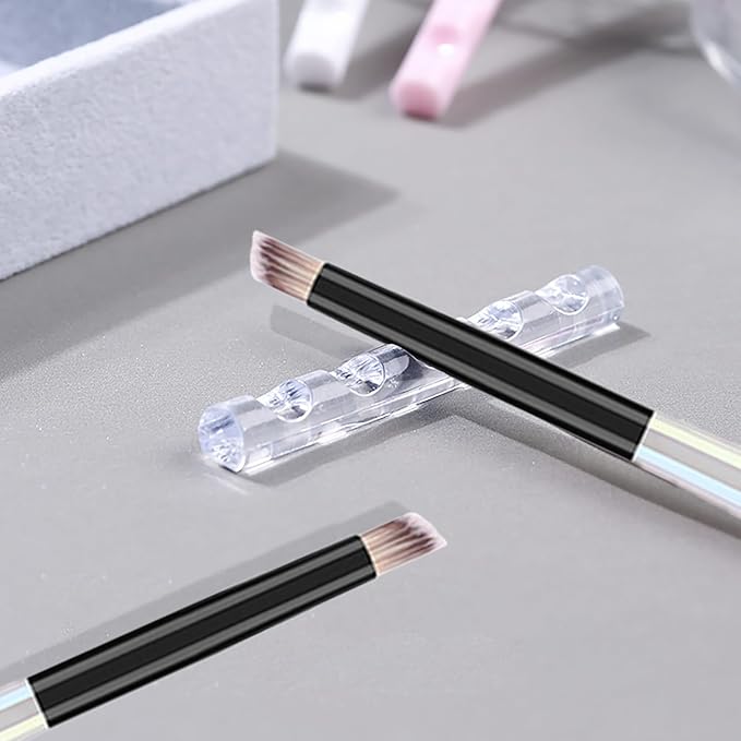 WOKOTO 5 Pcs Oblique-Shaped Nail Ombre Brush For Nails Art Gradient Design Painting Brush With Aurora Color Penholder For Nails Design Brushes For Gel Ombre Nails Art Brushes Manicure Tools