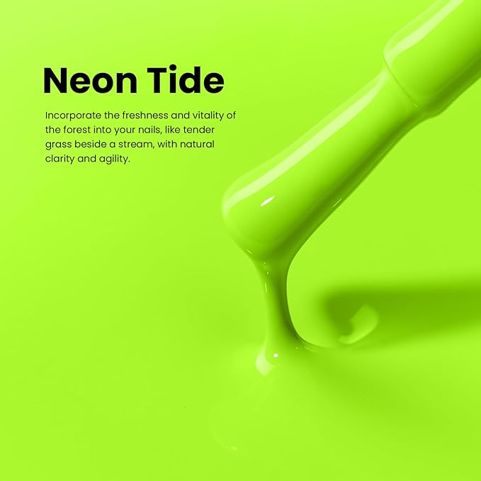 Beetles Neon Green Gel Nail Polish - NeonTide 15ML/0.51Fl Oz, Hema Free Neon Gel Nail Polish, Same Color Same Bottle, Soak Off UV LED Lamp Spring Summer Nails Art, Manicure Salon DIY Neon Nails