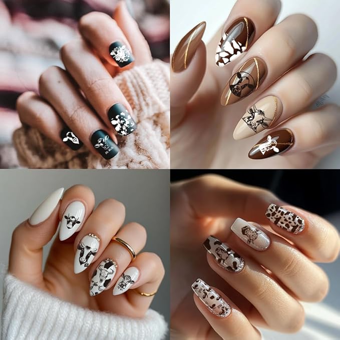PH PandaHall 3pcs Cow-Theme Nail Stamping Plates 56 Patterns Cow Spots Nail Art Stencils Cute Animal Manicure Art Templates Leopard Nails Image Plates for Women Manicures Design Printing Supplies