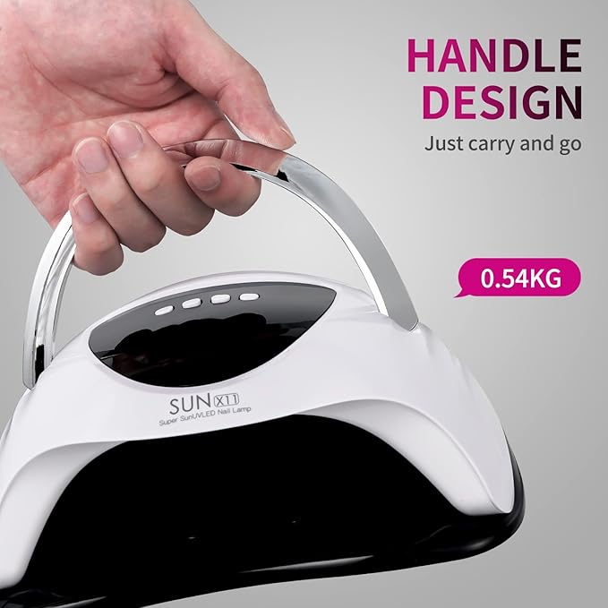 Professional 288W UV/LED Nail Lamp with Smart Sensor, 63 LED Beads UV Light for Gel Nails, 4 Timer Settings, Portable Handle Fast Curing Gel Nail Dryer for Gel Polish, Salon & Home Use