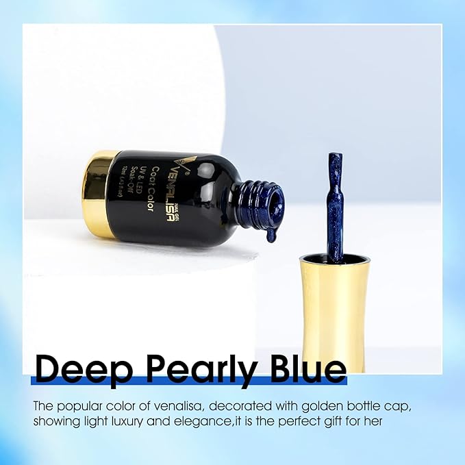 VENALISA Royal Blue Gel Nail Polish, 12ml Dark Blue Gel Polish Navy Color Soak Off UV LED Nail Gel Polish Nail Art Starter Manicure Salon DIY at Home, 0.43 OZ