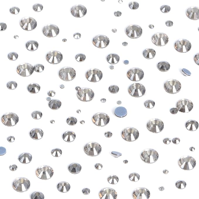 8000pcs Hotfix Rhinestones Flatback,Rhinestones for Crafts Clothes Mixed 6 Sizes, Hotfix Crystals with Wax Pencil Kit, SS4-SS30,Black Diamond