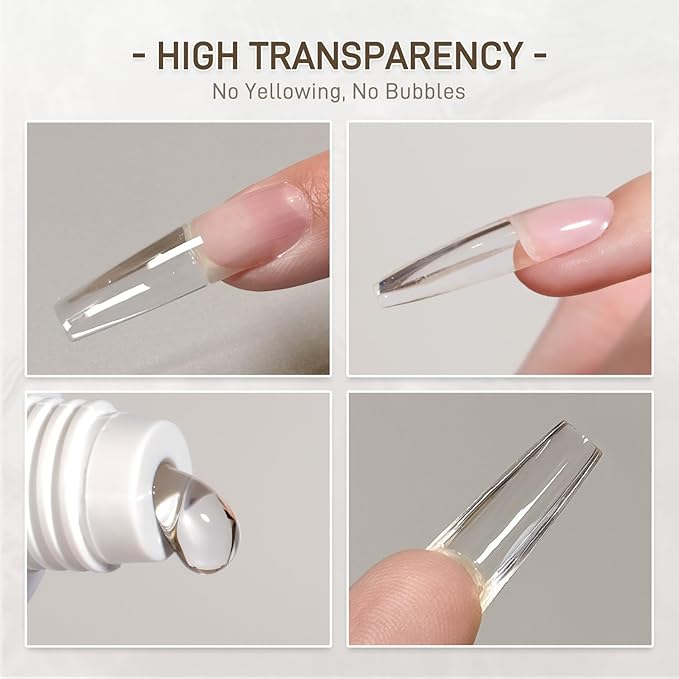 GAOY Ultra-Clear Crystal Poly Gel, 60g Nail Extension Enhancement Builder Gel, for Beginner & Professional Nail Art Salon DIY at Home, Transeparent 01
