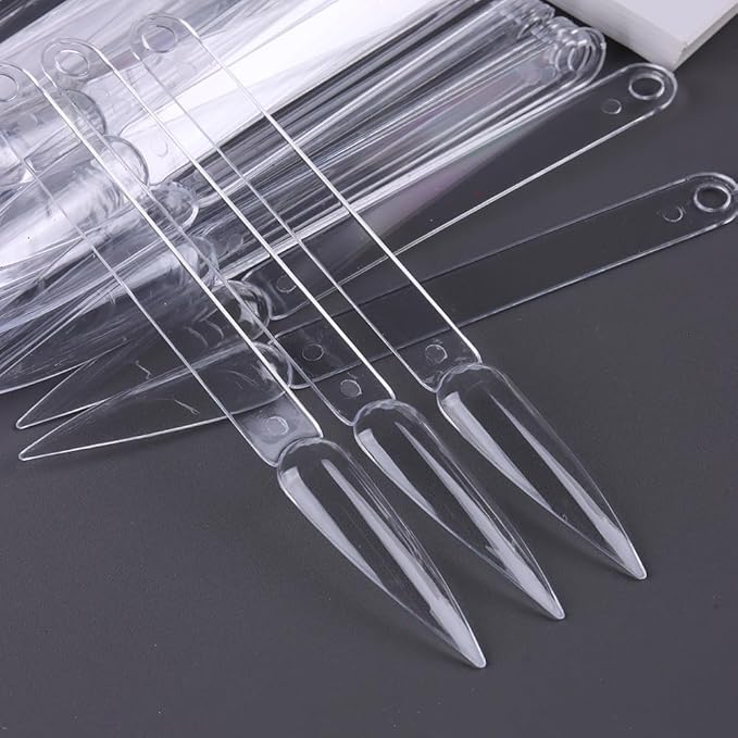 150 Pcs Nail Swatch Sticks with Ring, Clear Pointed Shaped Nail Art Polish Display Tips, Stiletto False Nail Sample Sticks, Nail Practice Color Display Board Manicure Home DIY Salon Supplies