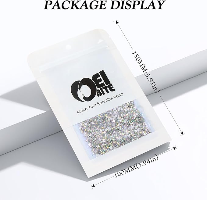 Crystal AB Flatback Rhinestones, Glass Rhinestones for Nail Art and Craft, Glue Fix, Loose Crystal Gemstones(Crystal AB, SS4, 2880pcs, 1.5-1.7mm)