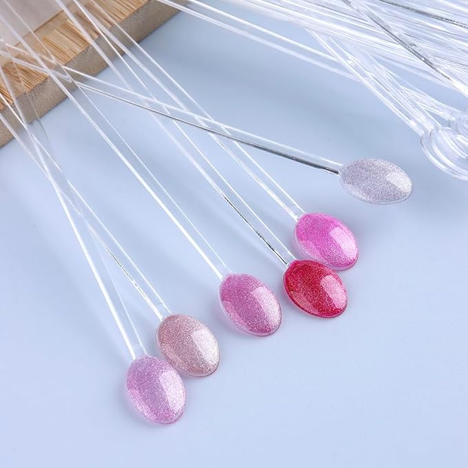 150 Pcs Nail Swatch Sticks with Ring, Clear Spoon Shaped Nail Art Polish Color Display Practice Tips, Acrylic False Nail Sample Sticks Painting Display DIY & Salon Use Beginner Supplies